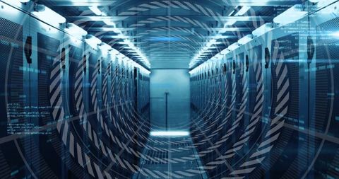Futuristic data center with global computing concept