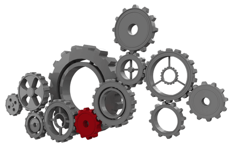 transparent workflow process with grey and red gear cogs - Download Free Stock Videos Pikwizard.com
