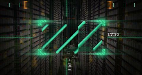 Server Room Under Surveillance with Digital Data Interface