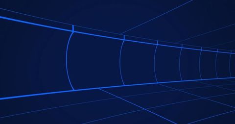 Futuristic blue tunnel with neon glowing lines