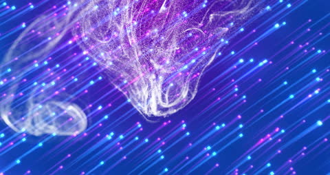 Colorful Digital Waves and Lines on Blue Background