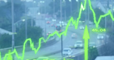 Digital Data Overlay Charts Urban Traffic Scene