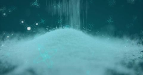 Futuristic pouring powder with digital scientific elements