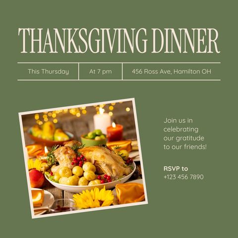 Creative Thanksgiving Dinner Invitation with Festive Autumn Theme - Download Free Stock Templates Pikwizard.com