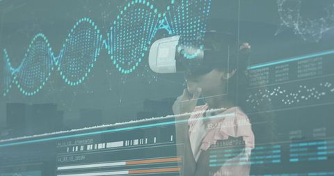 Child Engaging with Virtual Reality Technology Visualizing Data