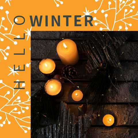 Warm winter candle display with festive mood