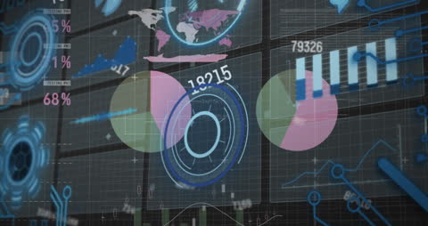 Futuristic Data Analytics Interface with Rotating Holograms