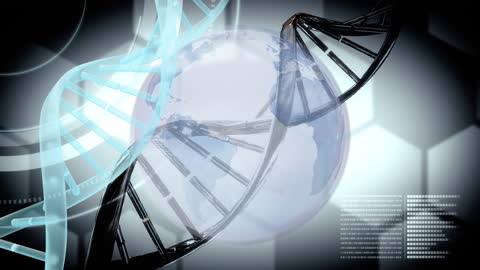 DNA Helix Intertwined with Globe Illustrating Genetic Research and Technology