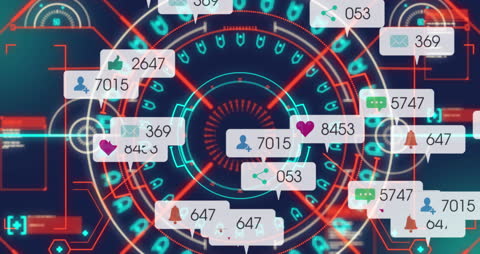 Digital Social Media Notifications Interface with Icons