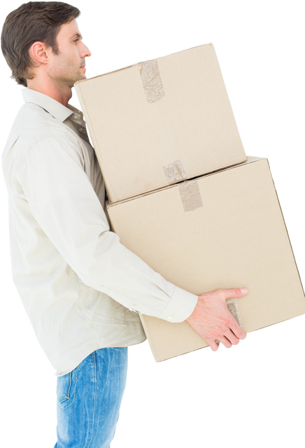 Transparent Side View of Man Carrying Cardboard Boxes Profile - Download Free Stock Videos Pikwizard.com