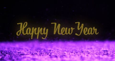 Golden New Year Message with Purple Glow Celebration