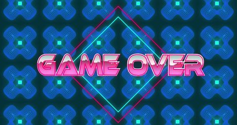 Game Over Neon Sign with Kaleidoscope Background