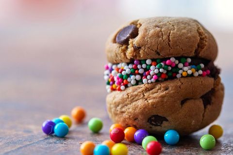 Chocolate Chip Cookie Sandwich with Rainbow Sprinkles