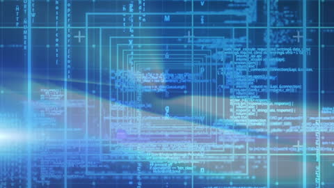 Abstract Digital Interface with Data Graphics Blue Background