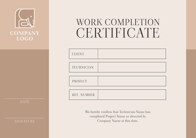 Image of template of work completion certificate on beige background - Download Free Stock Videos Pikwizard.com