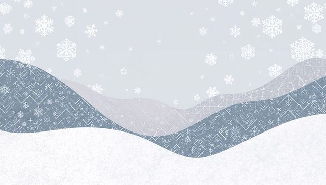 Minimal Nordic Winter Hills with Geometric Snowflakes and Patterned Snowdrifts