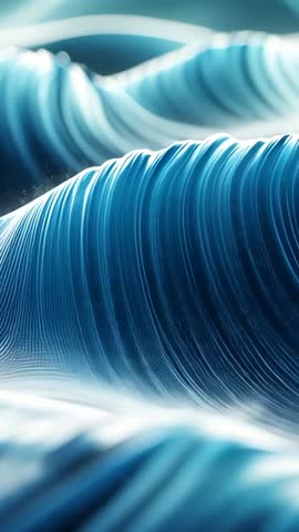 Looping stylized blue wave crest rising in digital sea vertical motion background