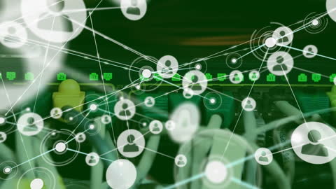 Digital Networking Abstract with Server and Communication Icons