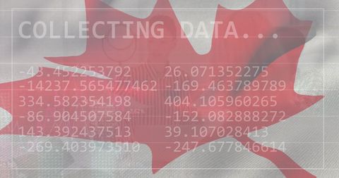 Data Processing and Statistics Overlay on Canada Flag