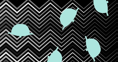 Blue cooking pots on zigzag background highlighting domestic life