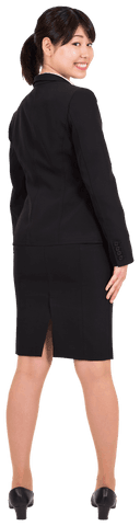 Asian businesswoman turning with smile on transparent background