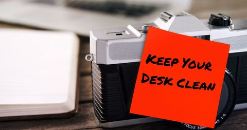 Tidy Workspace Concept with Motivational Sticky Note - Download Free Stock Images Pikwizard.com