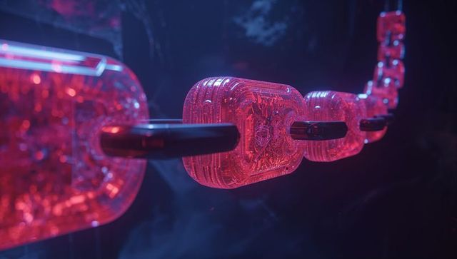 Futuristic Red Translucent Chain Links With Black Connectors