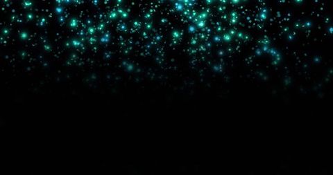 Luminous Teal and Green Bokeh Particles on Black Background