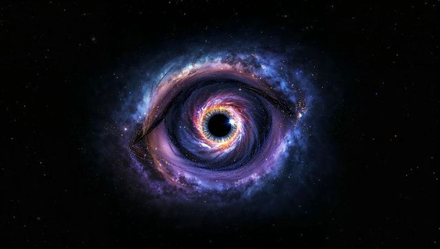 Vivid Black Hole with Swirling Luminous Disk in Deep Space