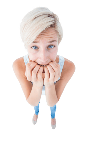 transparent image of nervous woman biting nails anxiously - Download Free Stock Videos Pikwizard.com