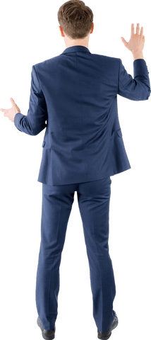 businessman in blue suit waving back view transparent background - Download Free Stock Videos Pikwizard.com