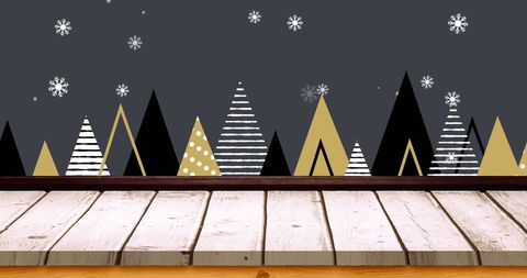 Festive Christmas Trees and Snowfall on Grey Background - Download Free Stock Images Pikwizard.com
