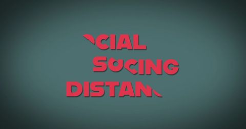Creative Social Distancing Illustration with Text Movement