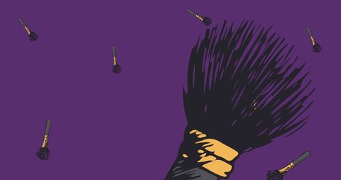 Stylish Brush Illustrations on Vibrant Purple Background - Download Free Stock Images Pikwizard.com