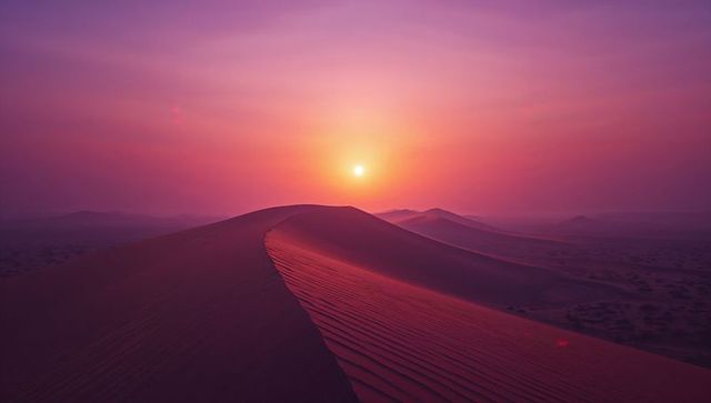 Sultry Sunrise Illuminating Majestic Sand Dunes of Desert Landscape