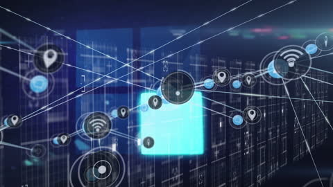 Global Network Connections Over Futuristic Digital Cityscape