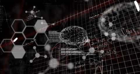 Digital Screen Interfaces with Scientific Formulas and Brain