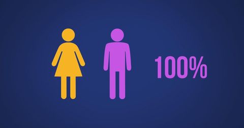 Animated Male Female Figure with 100 Percent Symbol - Download Free Stock Images Pikwizard.com
