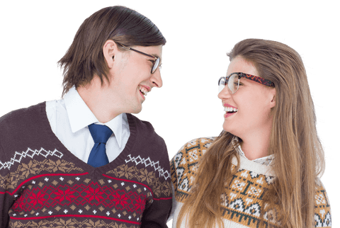 transparent young happy couple in fashionable sweaters looking at each other - Download Free Stock Videos Pikwizard.com