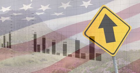 Economic Growth Representation with U.S. Flag and Statistics - Download Free Stock Images Pikwizard.com