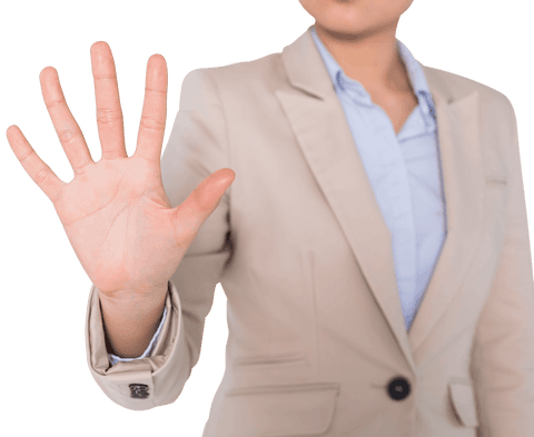 Transparent Background Asian Businesswoman Showing Stop Gesture