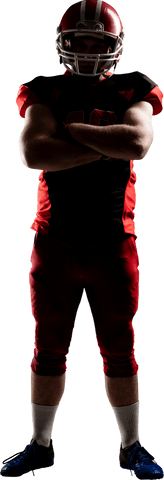 Young american football player on transparent background