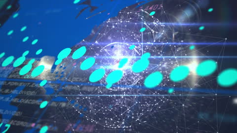 Global Data Processing and Network Connections Over World Map