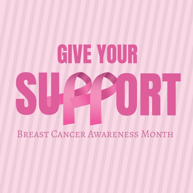 Breast Cancer Awareness Month Support Poster with Pink Ribbon - Download Free Stock Templates Pikwizard.com