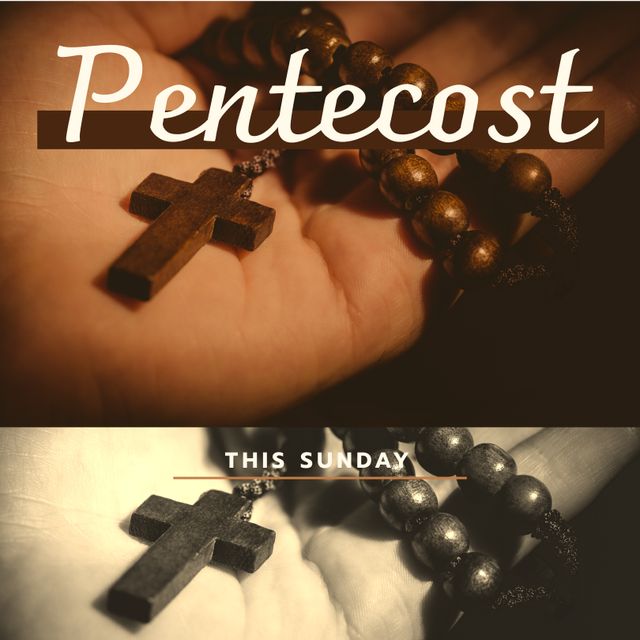 Pentecost Celebration with Rosary Cross in Hand - Download Free Stock Templates Pikwizard.com