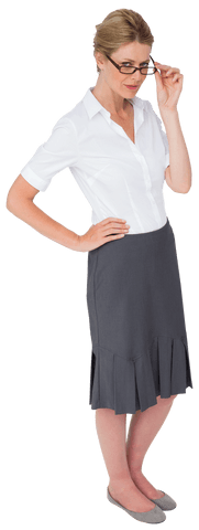 serious caucasian businesswoman in glasses on transparent background - Download Free Stock Videos Pikwizard.com