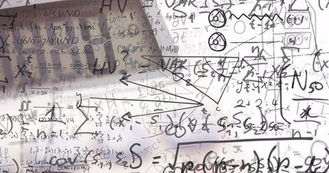 Dynamic Flow of Mathematical Equations on White Background