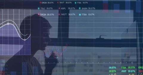 Business Professional Analyzing Stock Market Data in Urban Office Setting