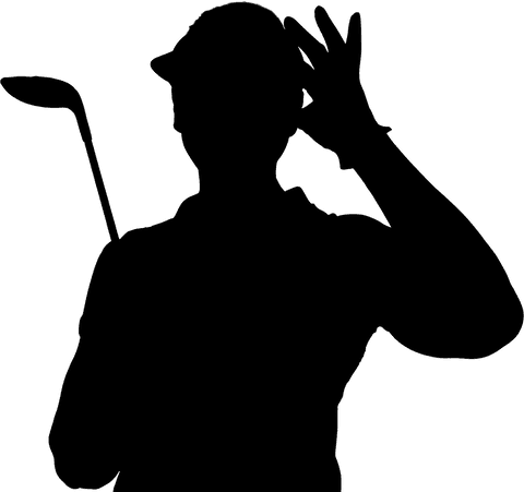 Transparent silhouette of golfer with club on clear background