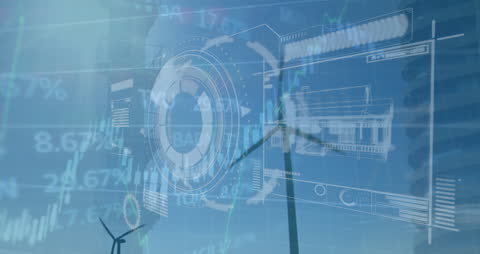 Futuristic Data Interface with Wind Energy Concept